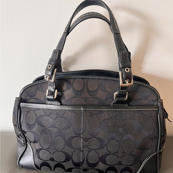 Vintage Coach Handbag 6828 Black Canvas Leather Trim and Tassels Satchel Bag - Picture 2 of 7